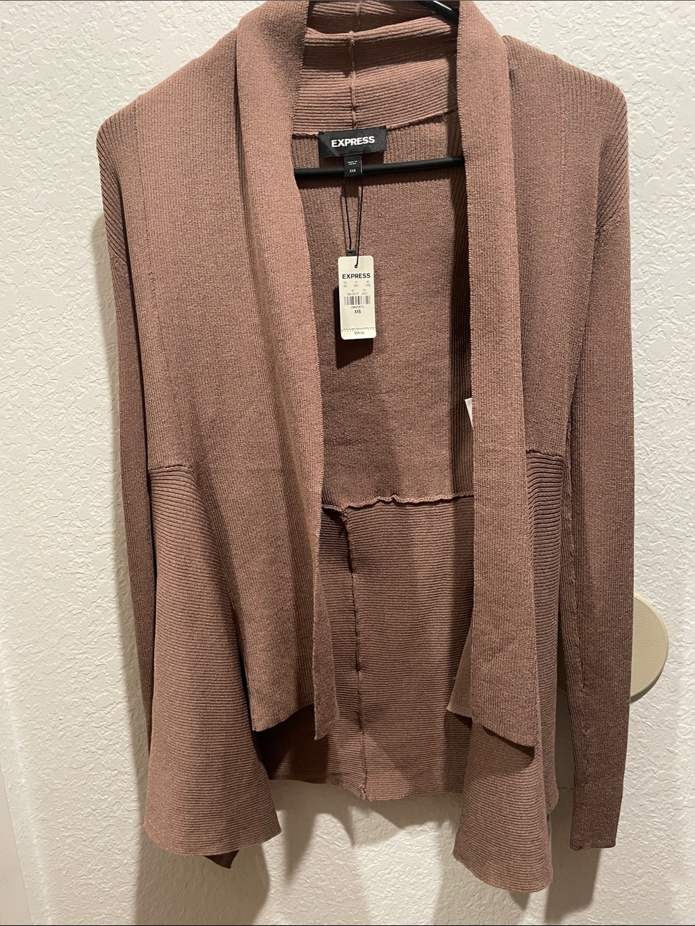 Express Open-Front Draped Cardigan - Mauve Brown